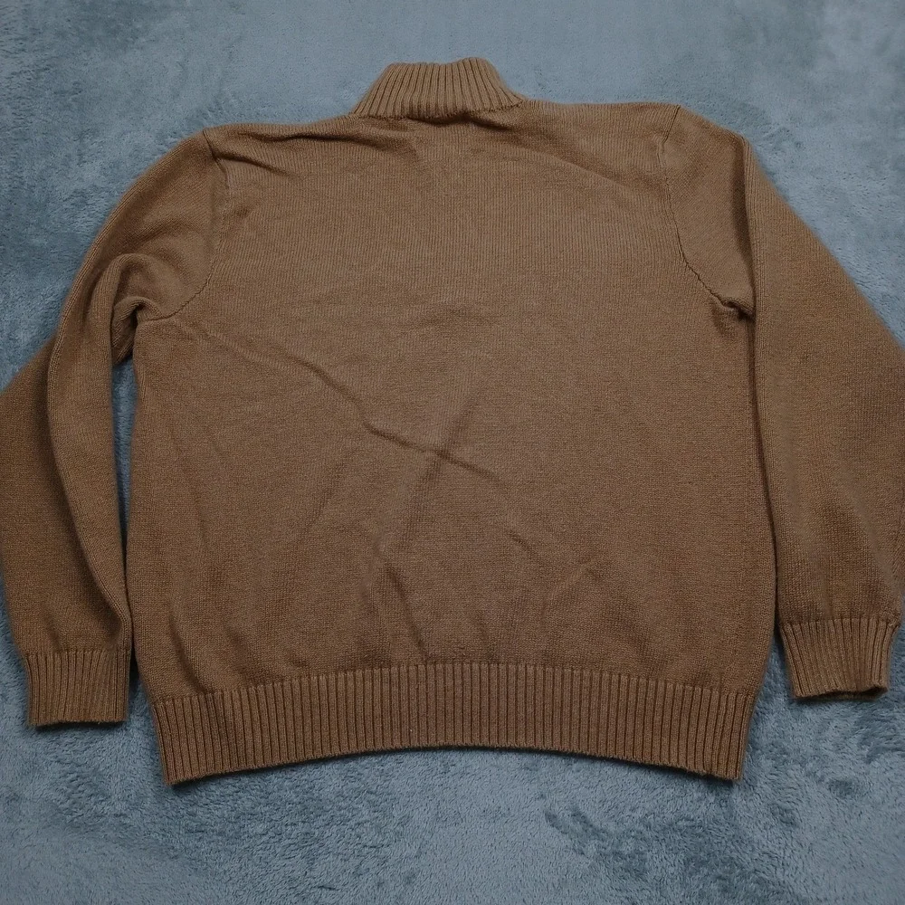 Polo Ralph Lauren Sweater Mens XL Brown Knit Pullover 1/4 Zip Preppy